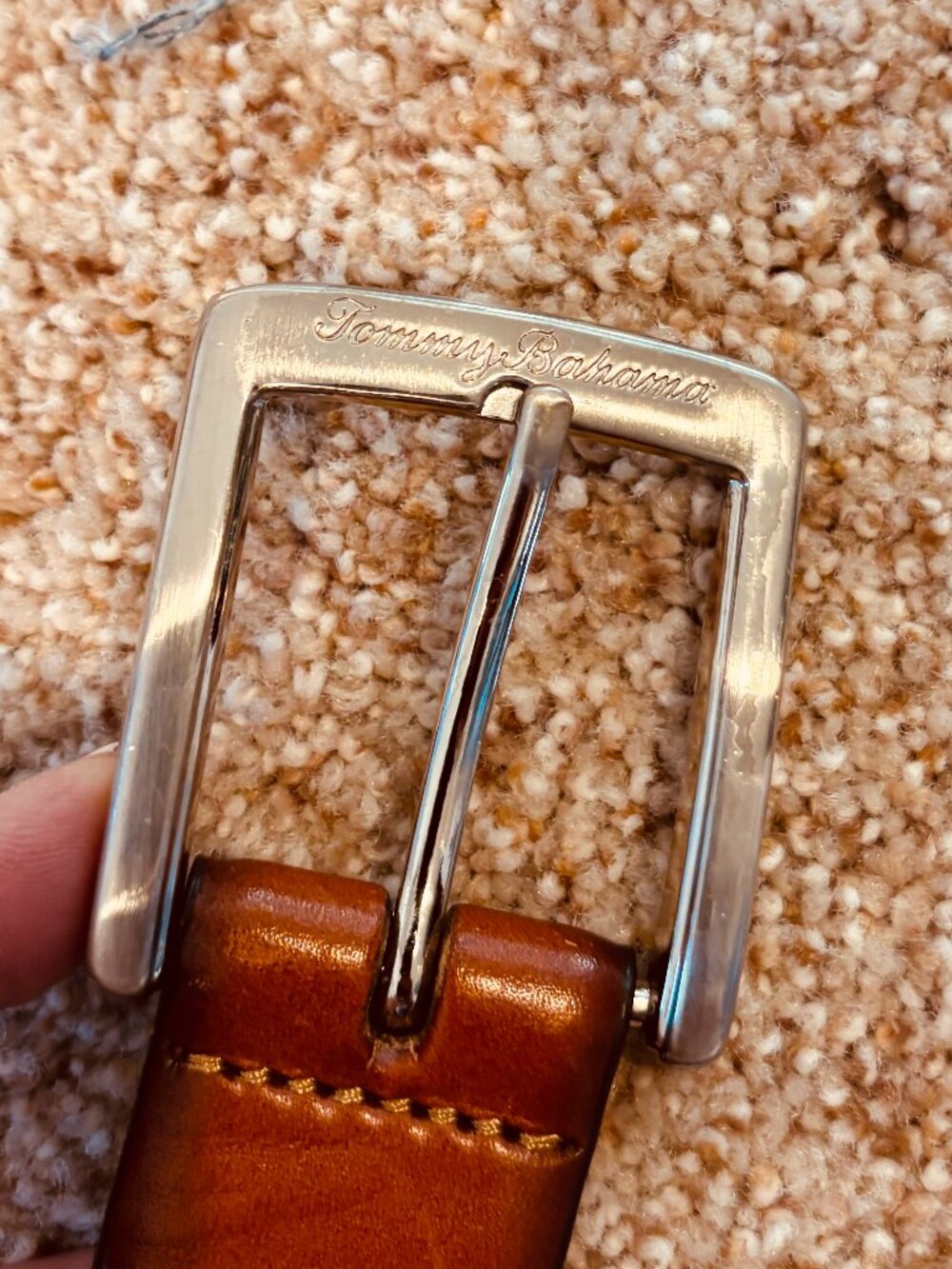 Tommy Bahama Men's Brown Genuine Leather Belt Size L 38-40 Silver Buckle